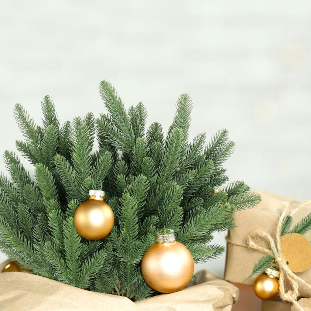 Artificial Needle Branch Greening Plant Tree Christmas Floral Arrangement Fake Christmas Greening Christmas Winter Wreath Garland Home Wedding Indoor