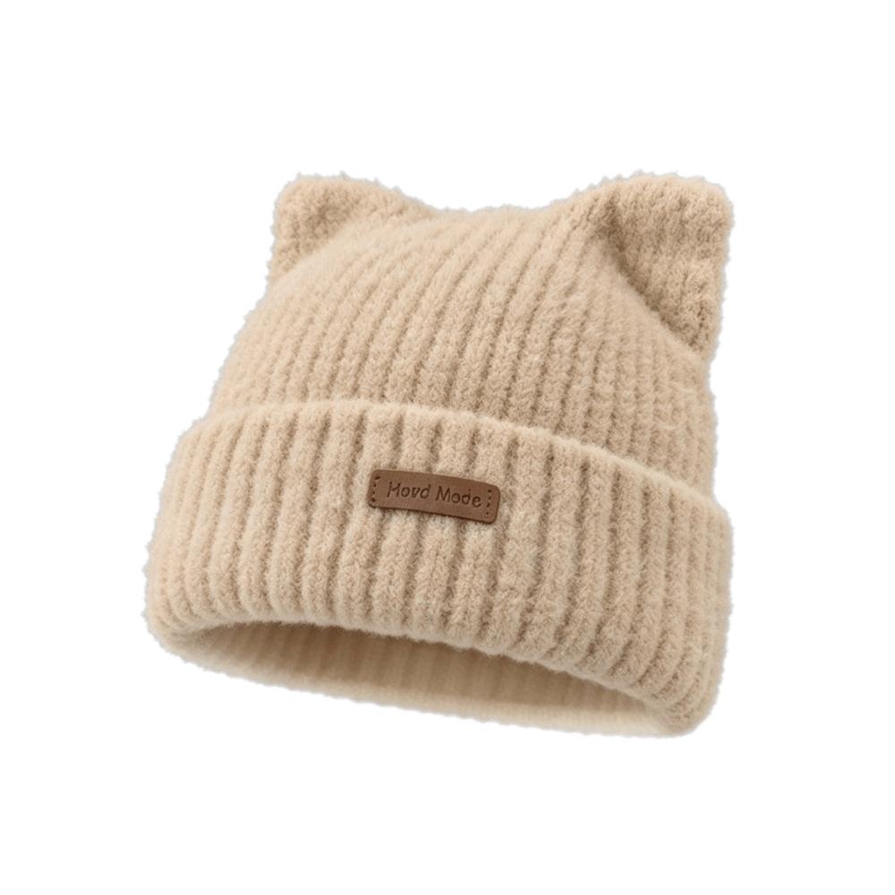 Warm Cat Ear Beanie Soft Face Slimming Cap Kawaii Winter Knitted Hat Women