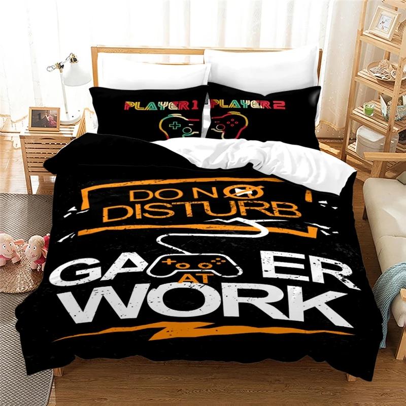 Black Games Gamepad Bedding Set Digital Printing Duvet Cover Set with Pillowcases Europe/Australia/USA Twin Full Queen King Size