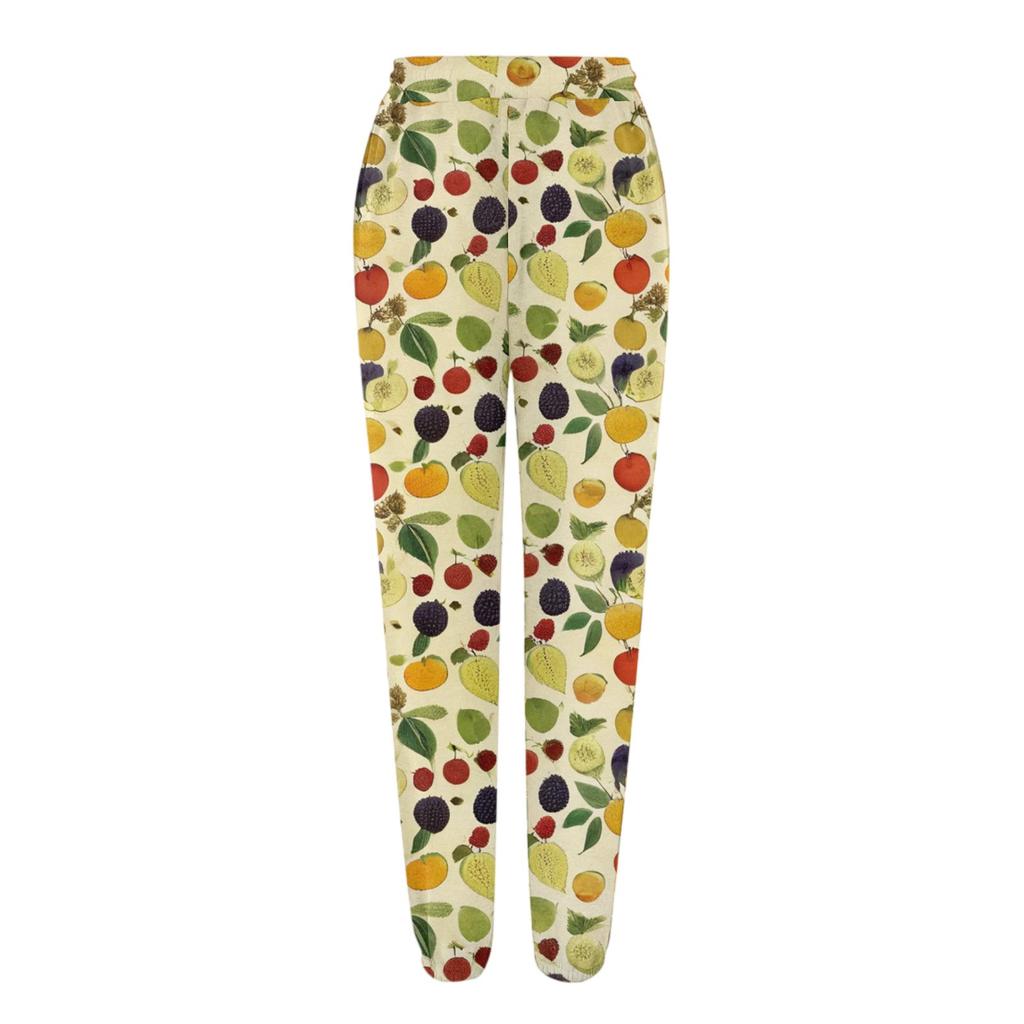 Damesportbukser med lommer Mote Blomstertrykk Elastisk midje Bukser Casual Joggebukser