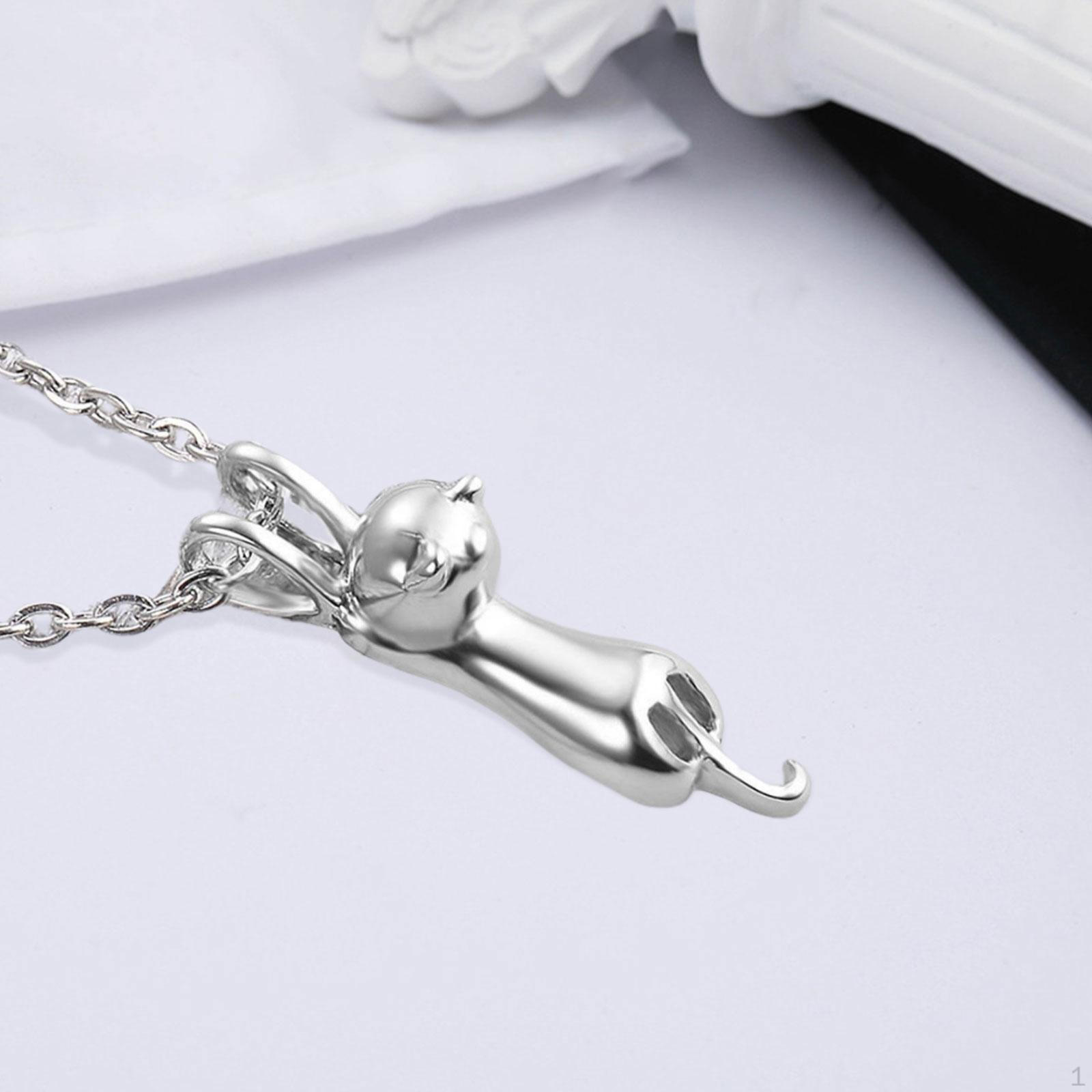 

Pendant Pet Cremation Cat Urn Pendants 3D Chain Container Holiday Daily Wear for Gift срібний