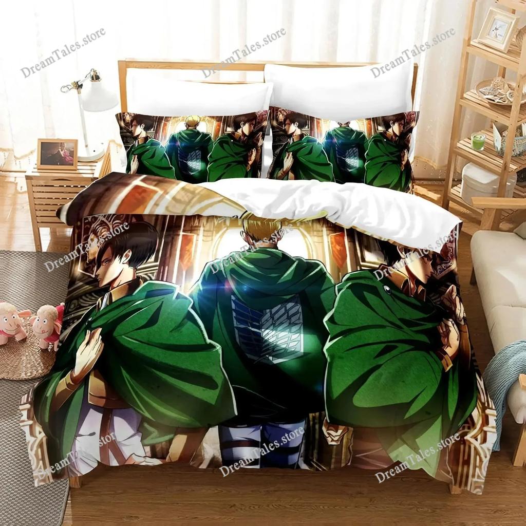 New Attack on Titan Bedding Set Single Twin Full Queen King Size Attack on Titan Bed Set Children Kid Bedroom Duvet Cover Sets96