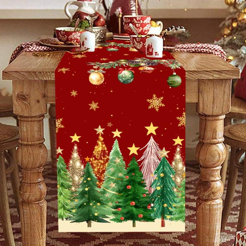 Christmas Tree Table Runner Christmas Decorations for Home 2026 Xmas Party Table Decor Navidad Gifts New Year 2026 Table Cover