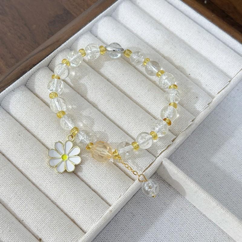 Small Daisy Popcorn Bracelet Women's Versatile Powder Crystal Sunflower Crystal Bracelet