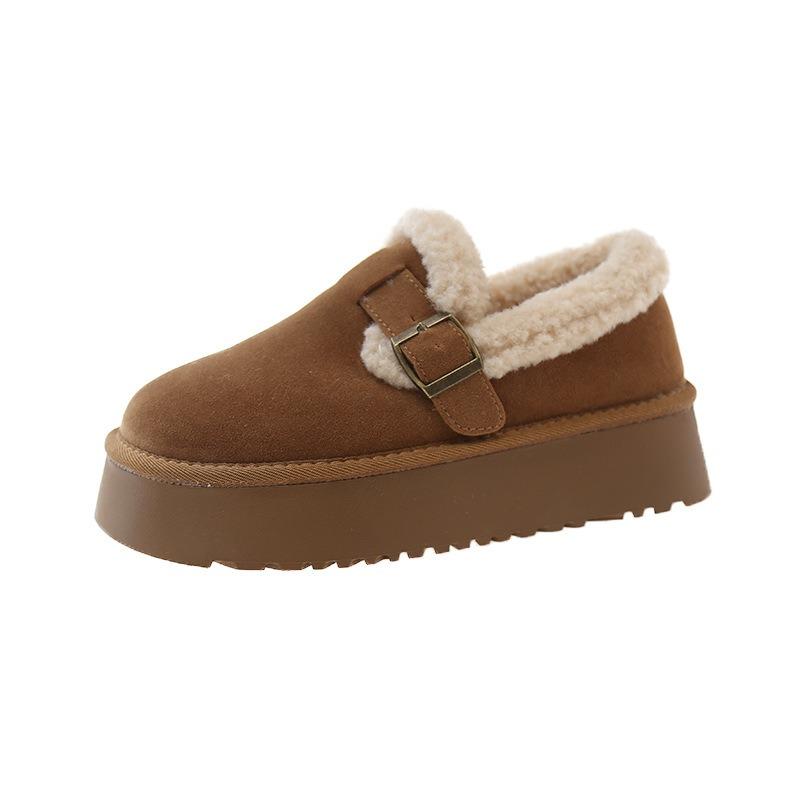 Thick-soled Women's Velvet Thickened One-pedal Women's Shoes, New Winter Cotton Shoes, Snow Boots, Fluffy Shoes