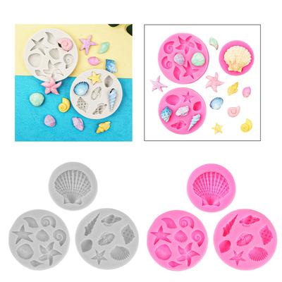 Marine Theme Cake Fondant Silicone Mold Seashell Conch Starfish Baking Molds for DIY Cake Decorations Crafting Projects