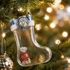 Festive Nutcracker Holiday Charms Fillable Christmas Stocking Acrylic Ornament, Transparent Candy Filled Tree Hanging Decorations Decor, Santa Snowman