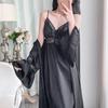 Spring and summer Japanese sweet suspender nightgown women's sexy thin suspender ice silk nightdress pure desire style nightgown long sleeves