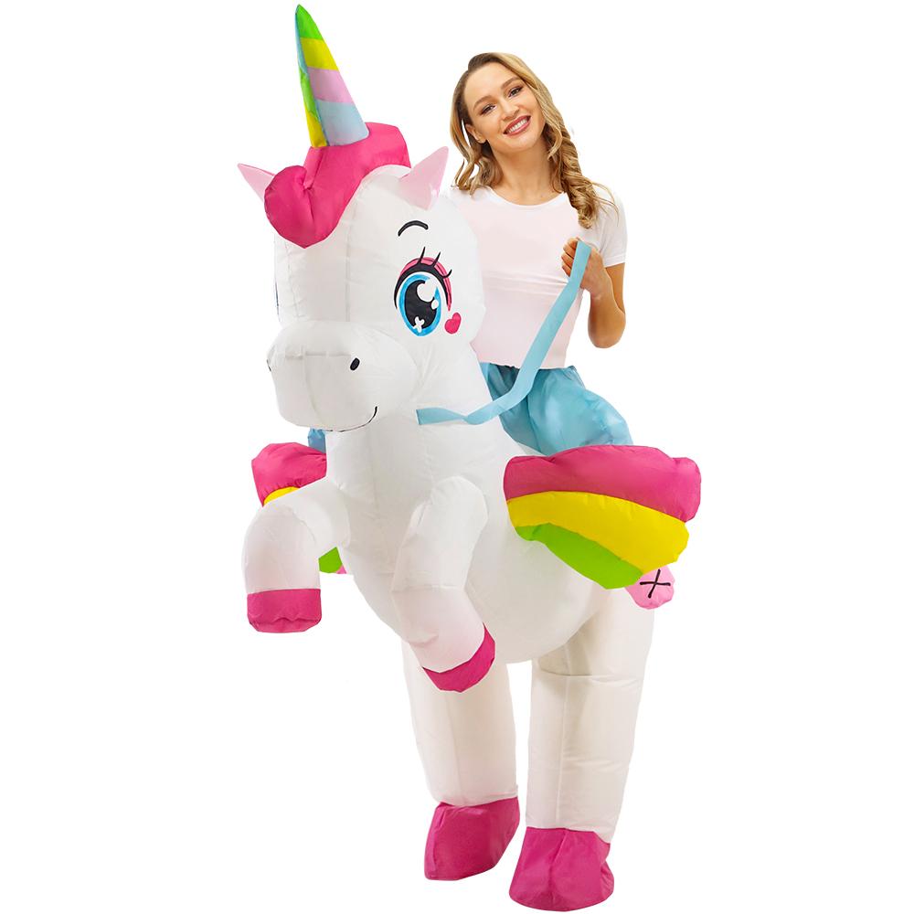 Adult Kids Colorful Unicorn Inflatable Costume Fancy Funny Inflatable Suit for Boys Girls Halloween Purim Anime Cosplay Costumes