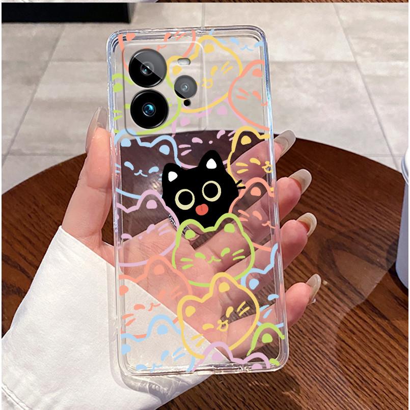 Cute Funny Cartoon Cat Design Pattern Phone Case For Realme GT 7 Pro 5G Clear TPU Soft Cover Anti-scratch Couple Shell