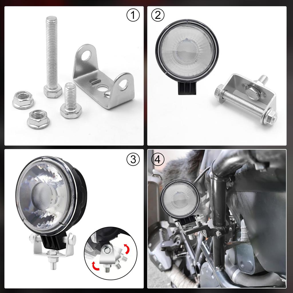 Suporte para Luz de Trabalho Biqing, Suporte de Montagem, Suporte para Farol de Nevoeiro, 1,6 polegadas (40 mm), Moto de Motocross, Bicicleta, Patinete, Prata