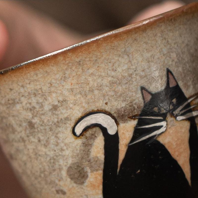 Ru Kiln Zhiye Cat Tea Cup Ceramic Retro Porcelain Teacups Master Cup High Foot Tasting Mug Chinese Kung Fu Japanese Tea Teaware