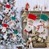 New Burlap Embroidered Snowman Christmas Stocking & Candy Gift Bag