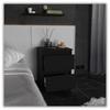 Black Bedside Cabinet 40Cm 2 Drawers Large High Bedside Table Nakastlik Loft