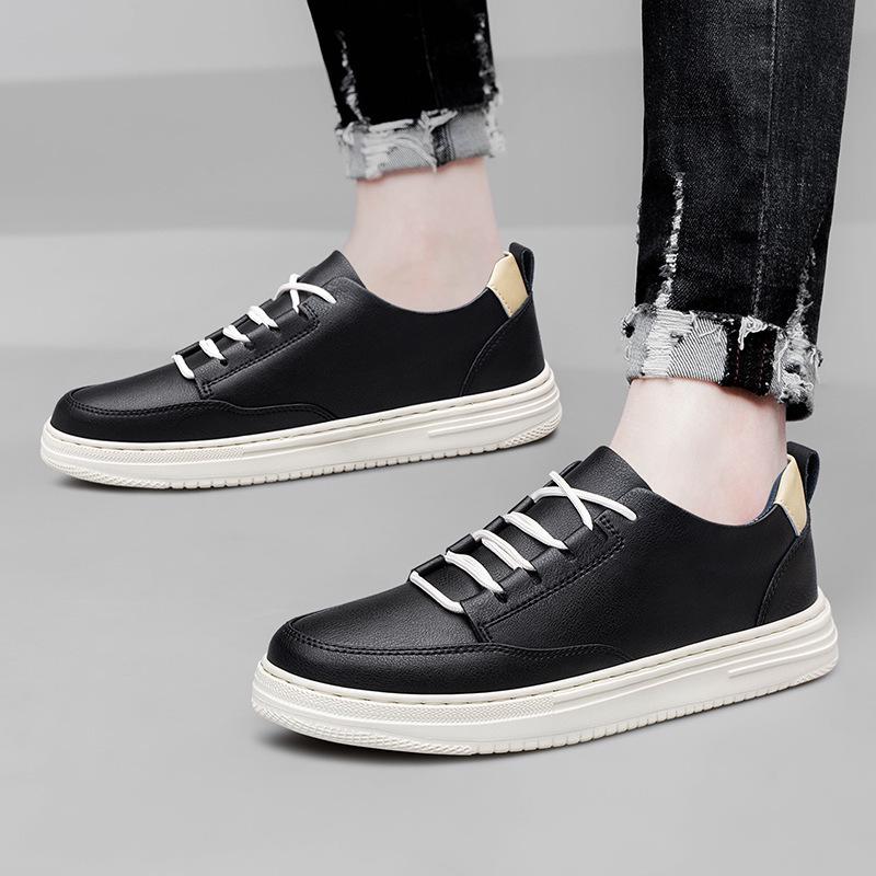 Men's Handmade Retro White Low-Top Board Shoes - Versatile Cowhide Casual Flats for Spring