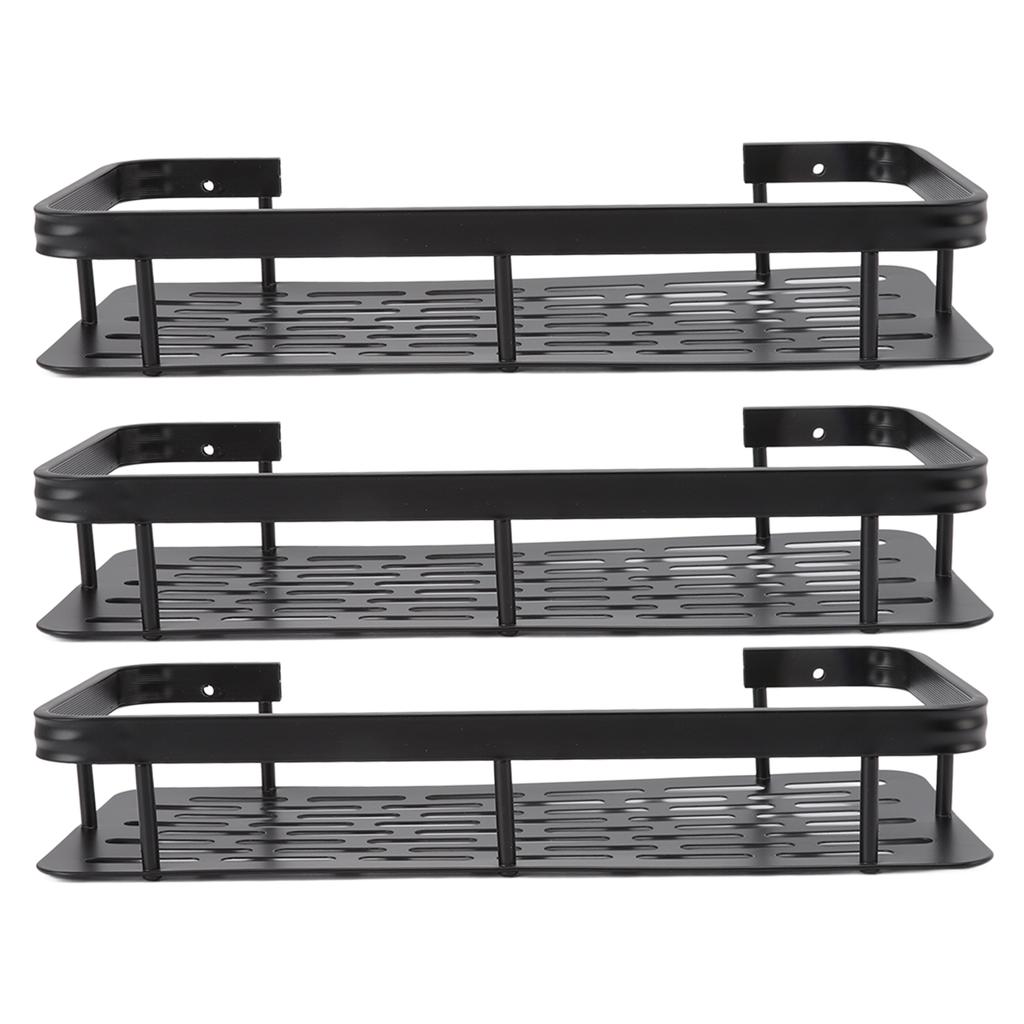 Shower Storage Rack 3 Layers Punch   Rectangle Aluminum Shower Shelf Basket for Home Bathroom