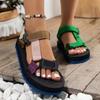 Spot Sommer Neu Dicke Sohle Farbkombination Klettverschluss Europäischer und Amerikanischer Berühmter Stil Strand Sandalen Damen