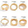 SHIXIN 6 Styles Geometric Gold Color Cuff Spring Bangles for Women Vintage Metal Chunky Wide Hand Bracelets Fashion Jewelry Y2K