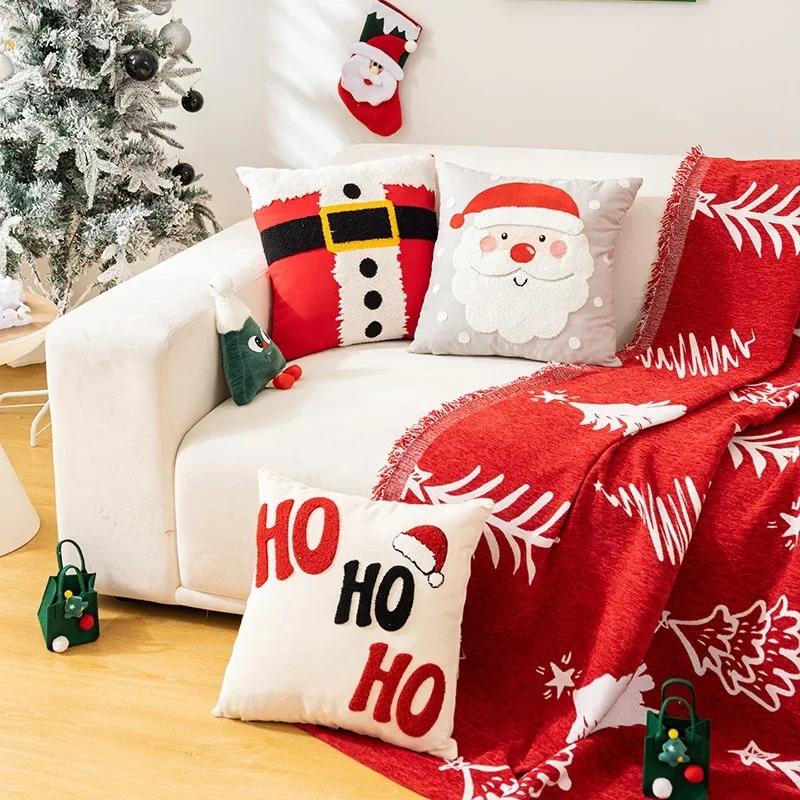 Towel Embroidery Christmas Pillowcase Home Living Room Sofa Cushion Pillowcase Home Christmas Decoration