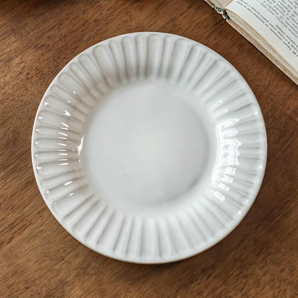 Premium Striped Plate Household Ceramic Plate New Year'S Eve Dinner Plate Restaurant Hotel Preparation Plate Commercial Plate