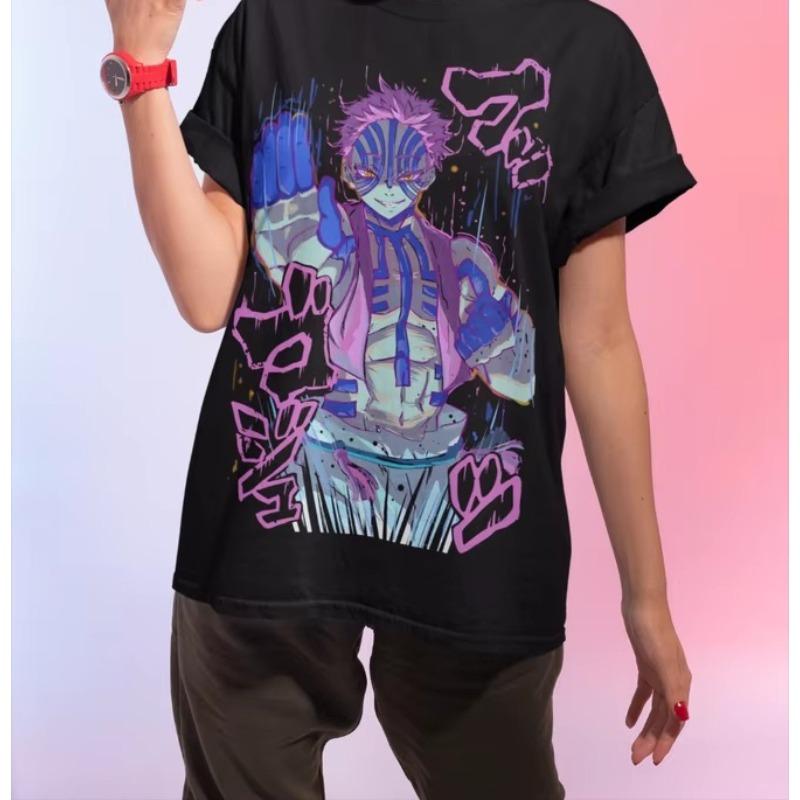

Trend Summer Cosplay Neutral Black and White Akaza Demon Slayer Kimetsu No Yaiba Anime Manga Unisex T-Shirt Soft Tee S
