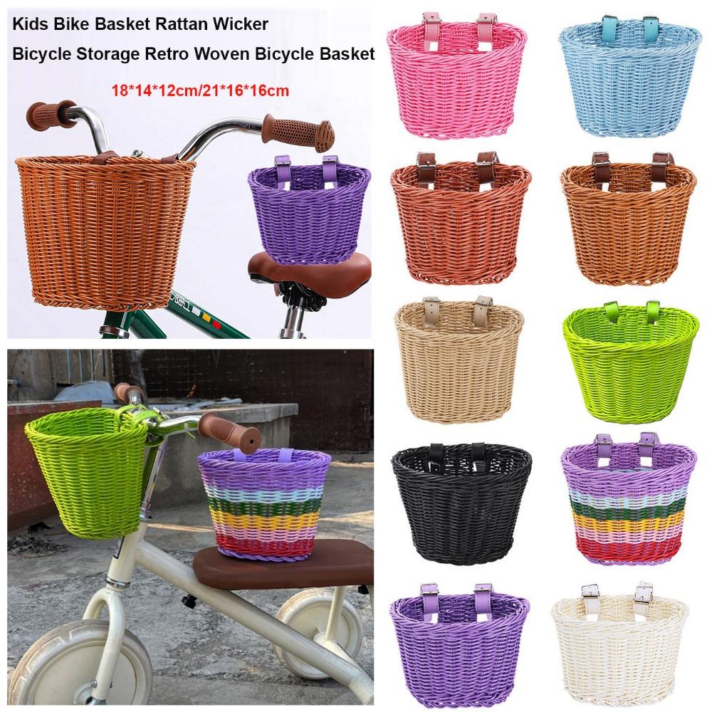 Rattan Wicker Rattan Wicker Bicycle Storage Bag Retro Woven Bicycle Basket  Bicycle Accessories
