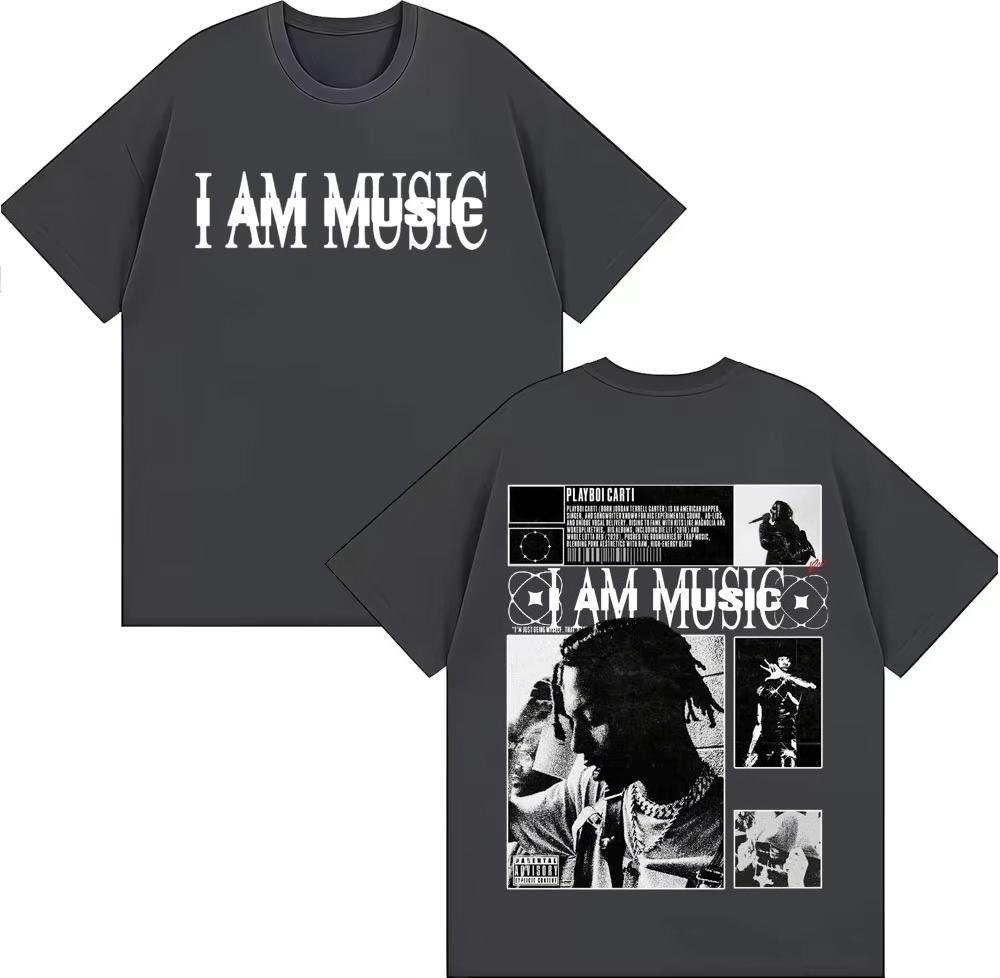 Rapper I AM MUSIC Album Logo T Shirts for Men Women Harajuku Hip Hop Casual Comfort 100% Cotton Autumn and Winter Innerwear