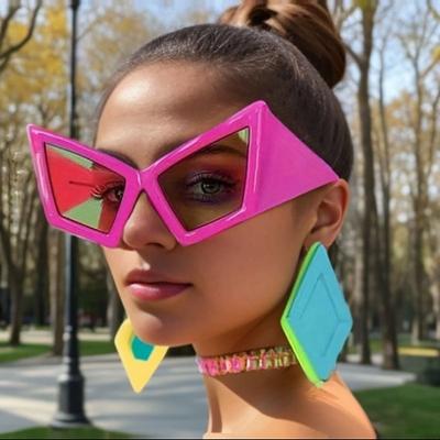 Oversized Special Shaped Sunglasses Lady Cat Eye Punk Oversized Sunglasses Gradient Men Wide Legs Sun Glasses