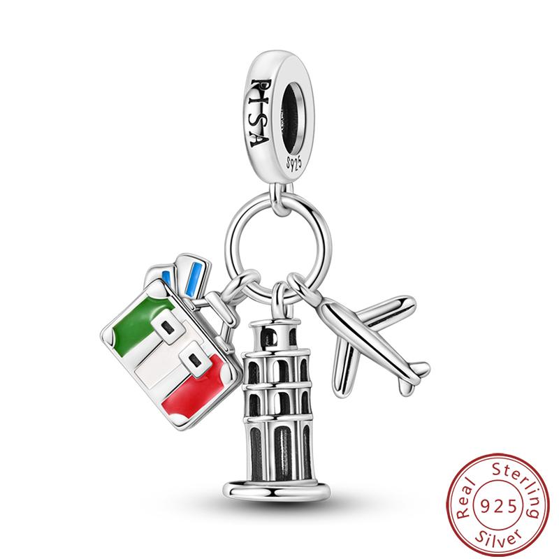 Seria Słynna Architektura Miedziana Wieża Eiffla Łuk Triumfalny Koloseum Charms Koraliki 3mm DIY Tworzenie Drobnej Biżuterii