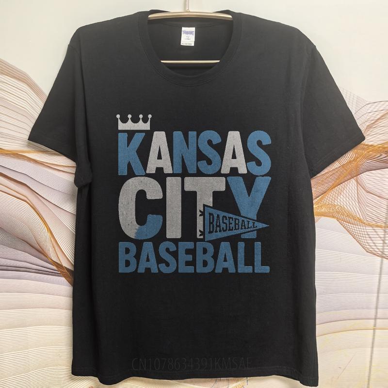 Mens tshirt Cotton Shirt Fashion Summer Women T Shirt Kansas City Baseball Crown Design Short Sleeve Printed Crew Neck Tops