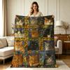 For All Season Soft Flannel Cat Floral Print Blanket Warm Cozy Lightweight Throw Blanket for Sofa Couch Bed Office Living Room Home Decorative Floral 