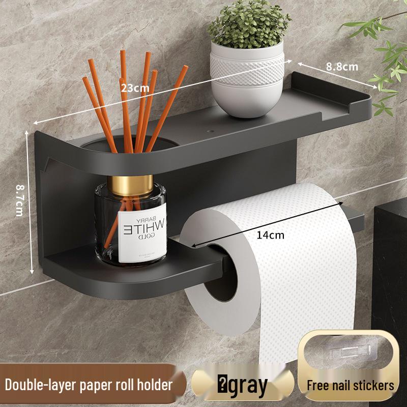 

Punch-Free Wall-Mounted Tissue Holder for Kitchen or Bathroom Rolls