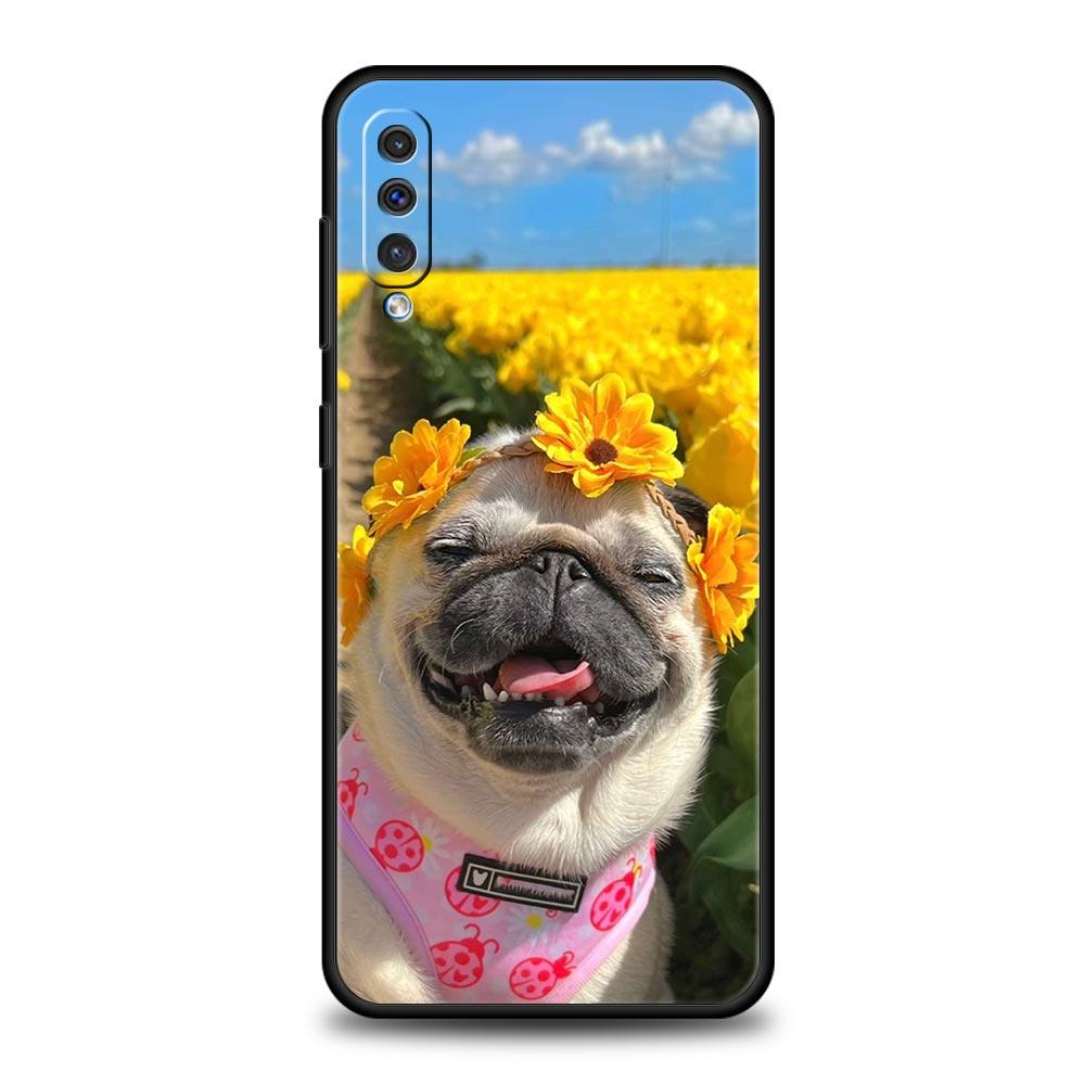 Cute Pug Dog Phone Case For Samsung A54 A52 A24 A14 A50 A70 A10 A30 A40 A20S A20E A06 A02S A12 A22 A34 A42 A32 5G A04s A16 Cover