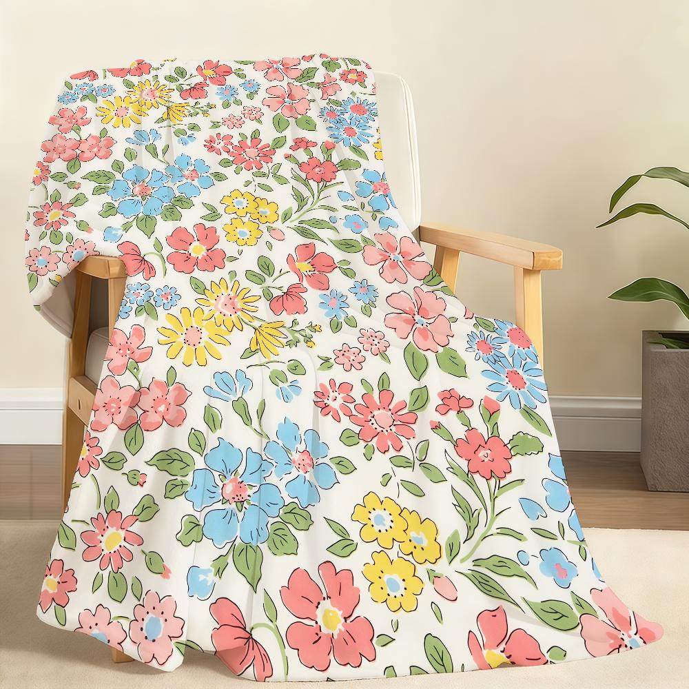 Modern Flower Pattern Blanket Soft Throw Blanket for Home Bedroom Bed Sofa Picnic Travel Office Rest Cover Blanket Gift