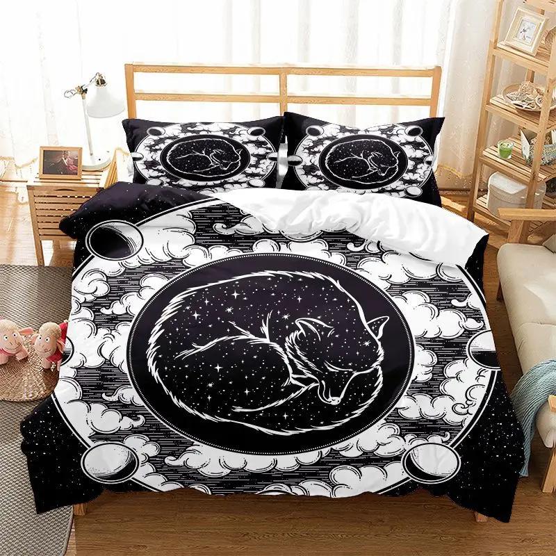 Sun Moon Zodiac Bedding Set King Queen Size Twelve Constellations Duvet Cover Adults Astrology Polyester Comforter