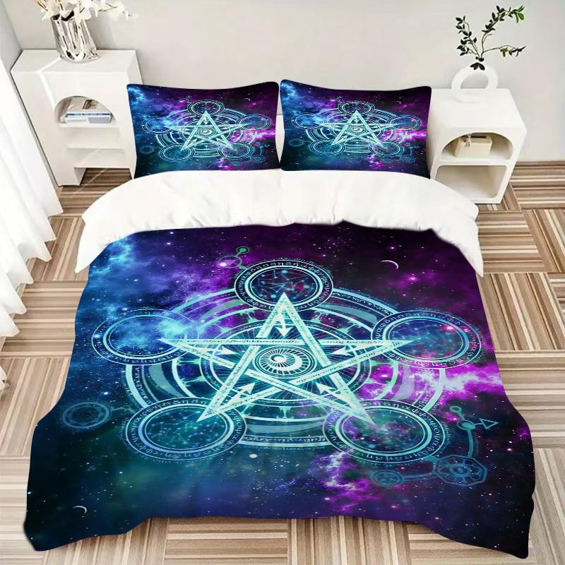 3pcs Cosmic Symbols Duvet Cover Set, Cover For Bedroom Guest Room (1 Duvet Cover + 2 Pillowcase, Without Quilt),  yy250922155