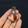 Red Snake Skin & Moonstone Pendant Gemstone Handmade Jewelry, 999 Copper Wire Wrapped Pendant, Gift For Wife Jewelry