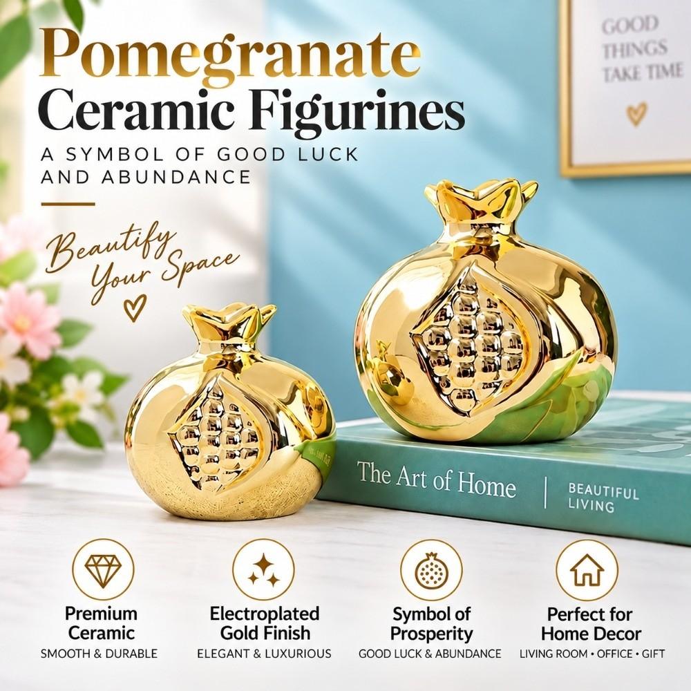 Gold Pomegranate Sculpture Ceramic Tabletop Art Decoration For Home Decoration