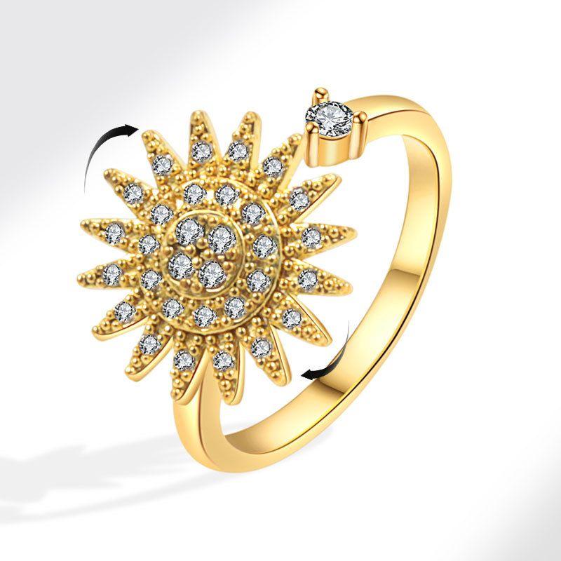 

Доступная роскошь TikTok Удача приходит в молодости Кольцо из стерлингового серебра для молодых взрослых AJ862-Sunflower Szie 15