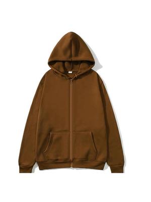 Felpa con cappuccio e zip unisex - Foderata in velluto, Spessa, alla moda, per Autunno/Inverno