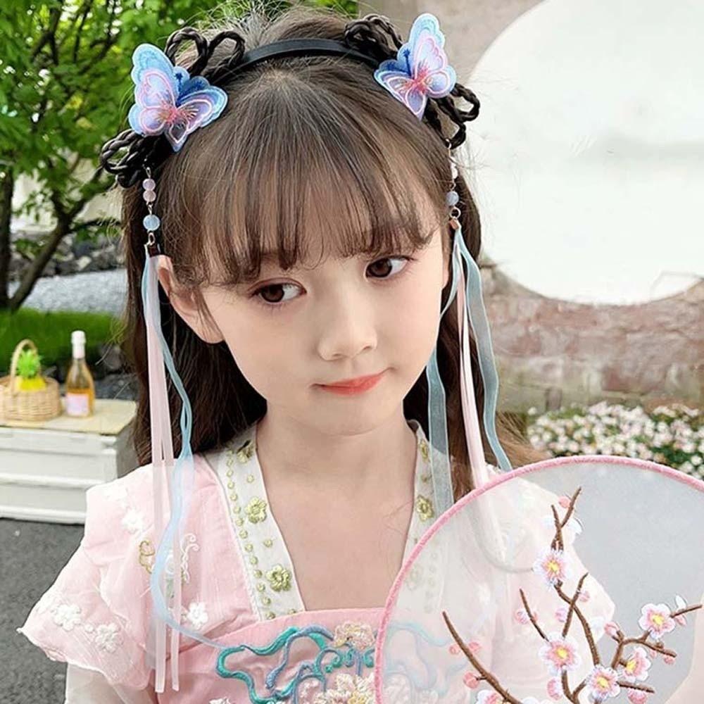 Exquisite Embroidery Wigs Braided Hair Hoop Hair Bands for Children  Photography Headwear
