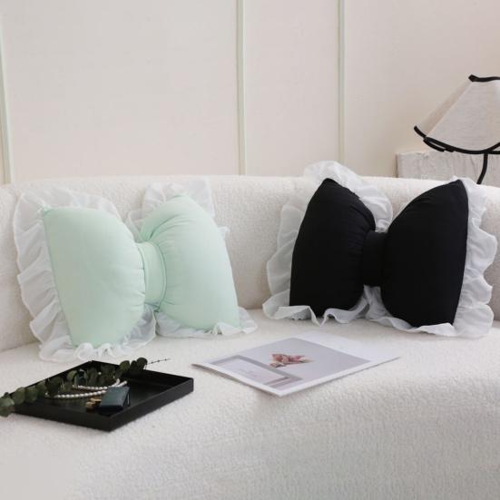 Yousheng Bow-shaped Pillow Ruffle Lace Plush Throw Pillow High Elasticity Decorative Pillow for Bed Couch Car Seat Companion Pillows