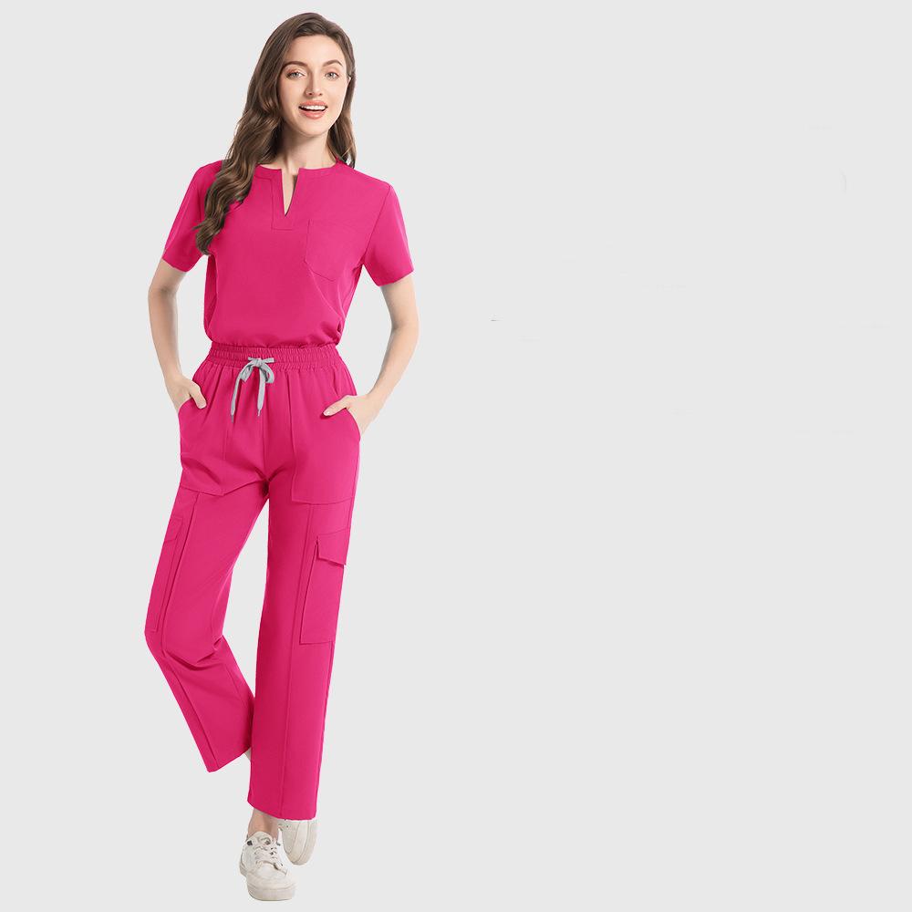 Medizinische Damen Krankenschwester Scrub Set Taschenhose OP-Saal Schönheitssalon Arbeitskleidung