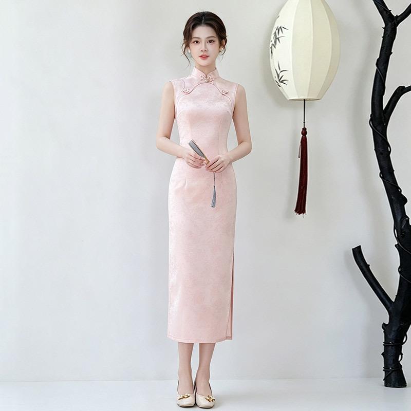 Pink Sleeveless National Style New Chinese Suzhou Long Improved Cheongsam 1011 New Young Women's High-end Dress