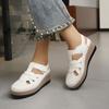 Women's Summer Hollow Wedge Thick-Soled Closed-Toe Roman Sandals, Retro Style, Available In Large Sizes.