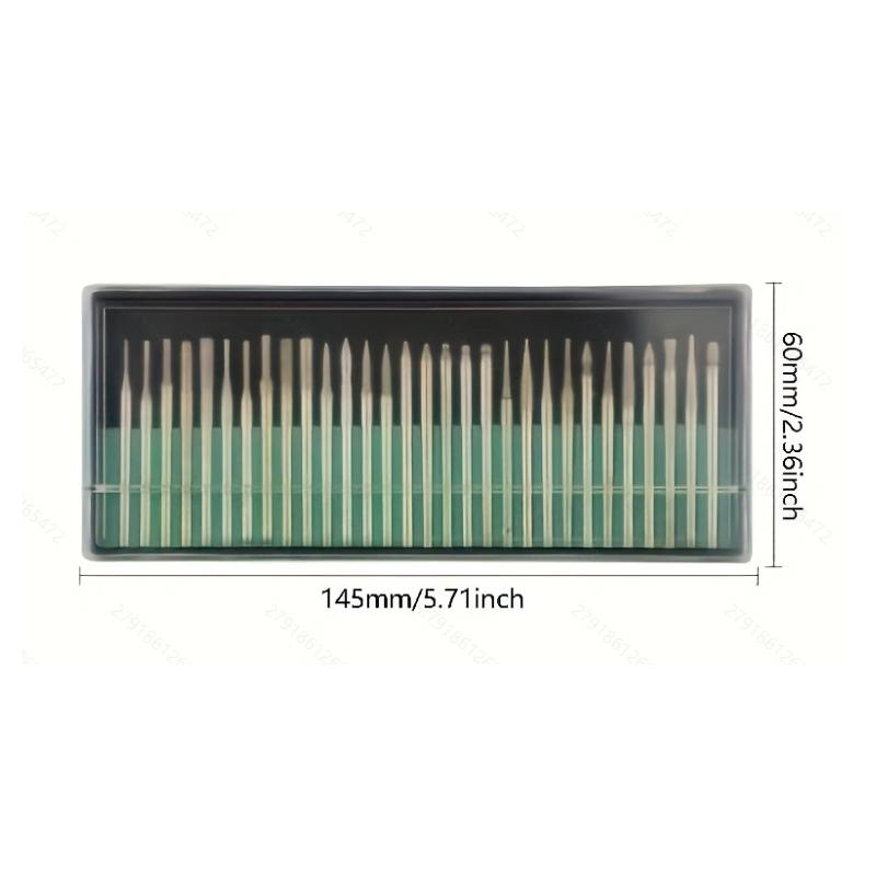 30 Adet/Set Elmas Freze Uçları, Döner Aletler İçin Uç Seti Metal Ahşap İşleme Frezeleme Zımparalama Oyma -1/8"