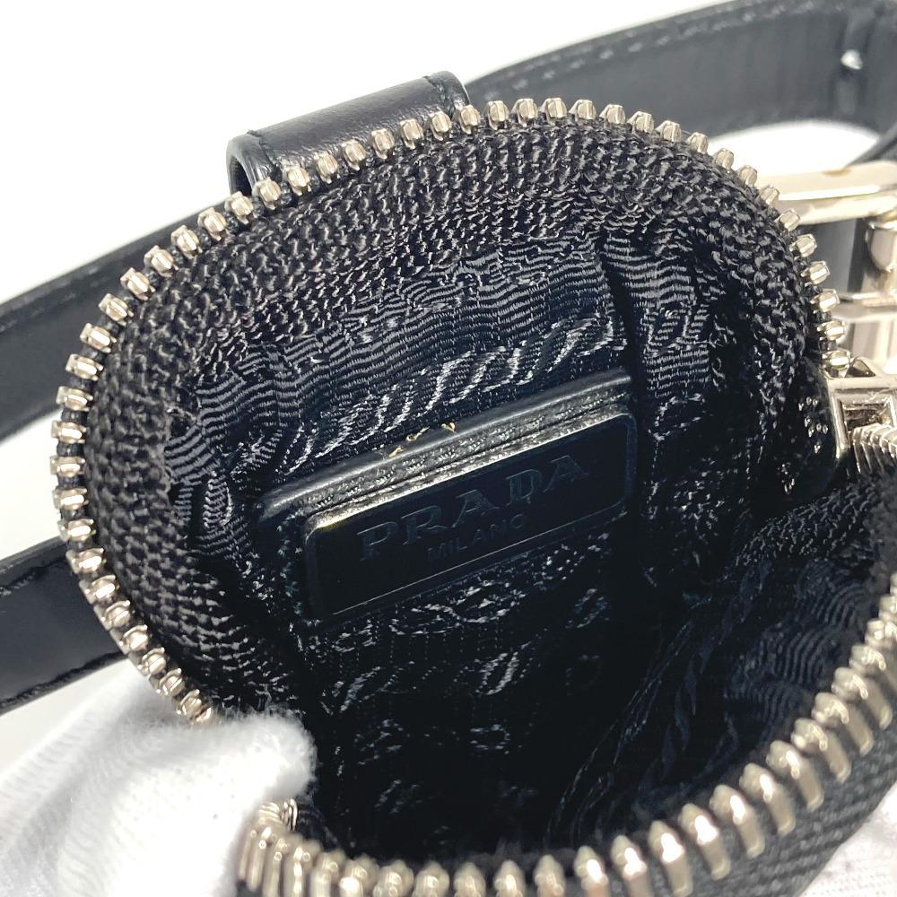 PRADA triangle logo plate Mini multi-pouch with belt Pouch Leather / Nylon Black