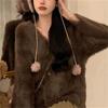 Double-breasted Imitation Mink Cardigan Sweater Women's Autumn New Thickened Lazy Loose and Comfortable Knitted Sweater Jacket