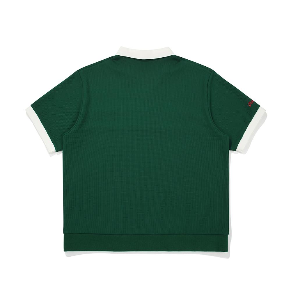 MALBON GOLF Travel Waffle Collar Block T-Shirt Green (Man)