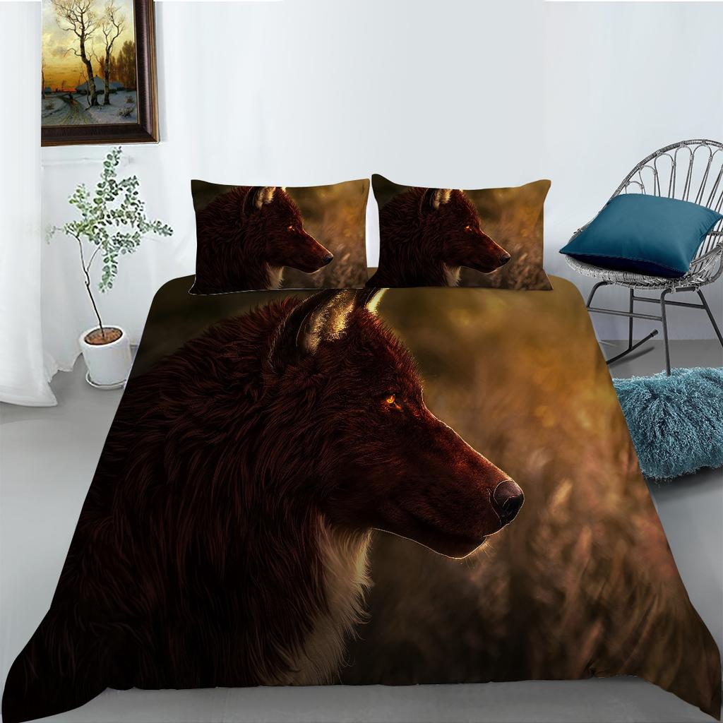 Polyester Bettwäsche Zwei- oder Dreiteilig Digitaldruck Wolf Serie